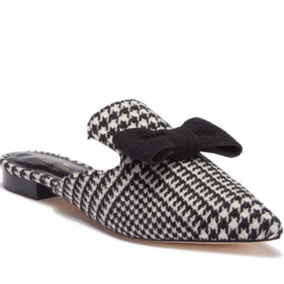 🌸KARIN Bow Slip-On Mule black/White houndstooth - Picture 1 of 4